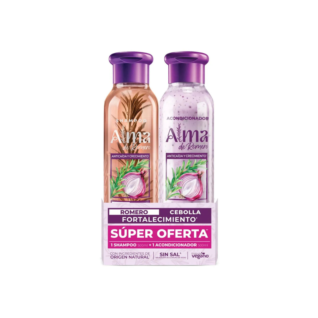 SHAMPOO ALMA X 500 ML + AC X 500 ML ROMERO Y CEBOLLA