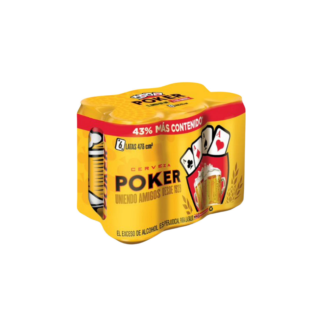 CERVEZA POKER LATÓN X 473 ML SIXPACK
