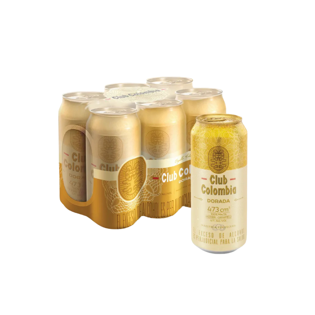 CERVEZA CLUB COLOMBIA DOR LATÓN X 473 ML SIXPACK