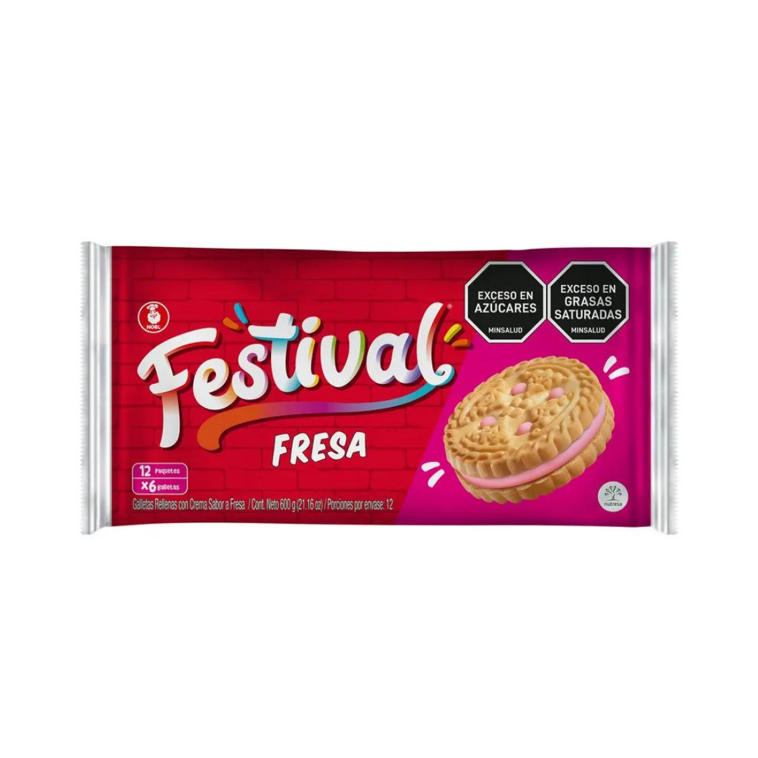 GALLETA FESTIVAL x 600g FRESA 12 PAQ
