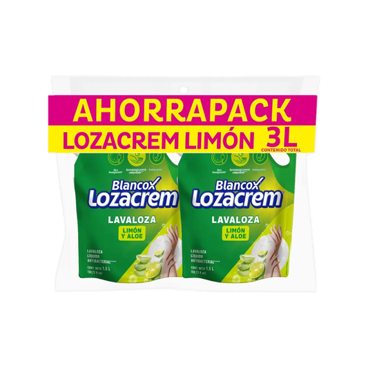 LAVAPLATOS LIQUIDO LOZA CREM 2 X 1500 ML LIMON ALOE
