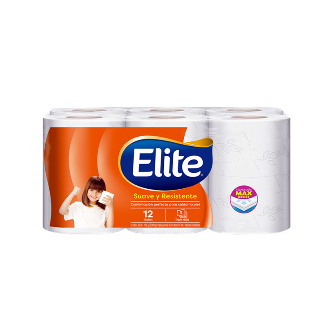 PAPEL HIGIENICO ELITE X 12 SUAVE Y RESISTENTE