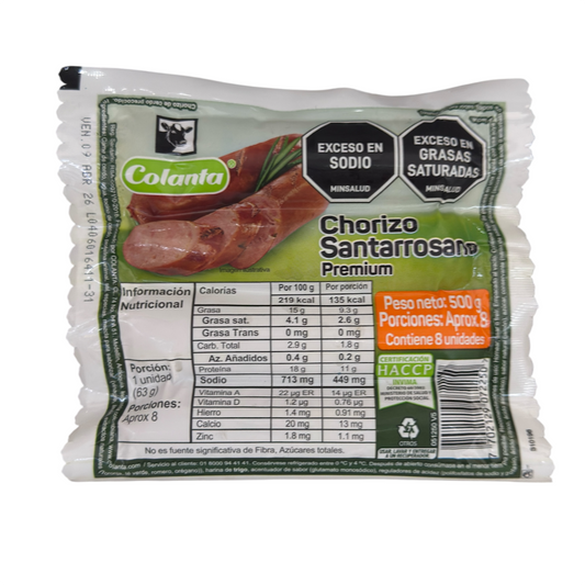CHORIZO COLANTA x 500g SANTARROSANO
