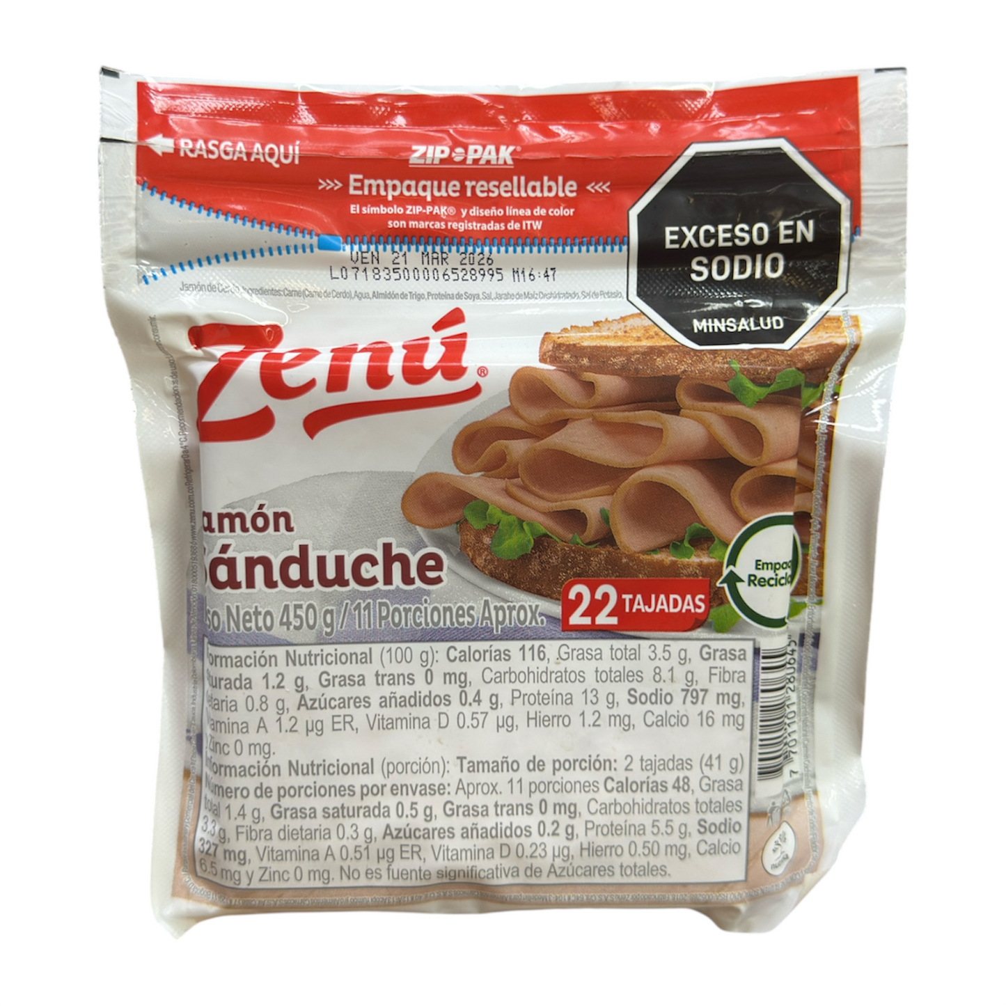 JAMON ZENU x 450g SANDUCHE